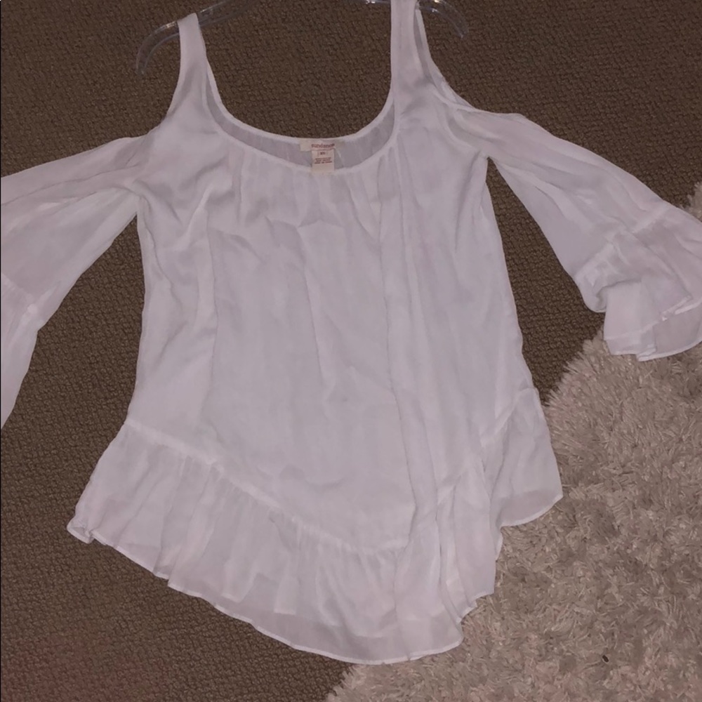 Sundance beautiful open shoulder tunic white nwot